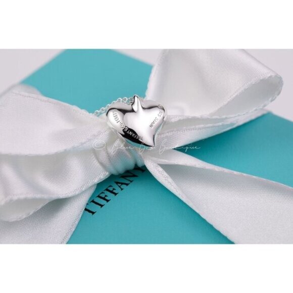 Tiffany & Co. Necklace Elsa Peretti Vintage Full Heart Pendant Sterling Silver - Picture 6 of 7